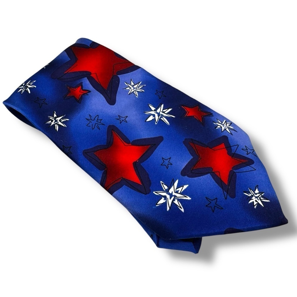 Jerry Garcia 100% Silk Star Spangled Patriotic Men's Tie, Red/White/Blue Stars